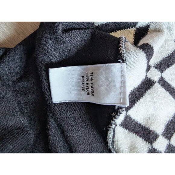Chaus Womens 2X Black & White Diamond Pattern Button-Front Cardigan Sweater - Picture 6 of 8
